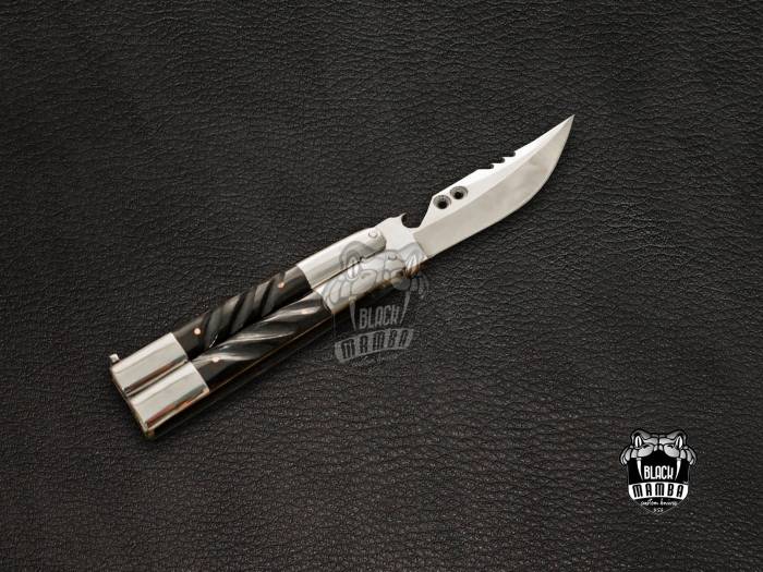BMK-607 High Carbon Steel Filipino Balisongs butterfly Stainless Steel with ram Horn Inserts black Mamba knives world class Knives