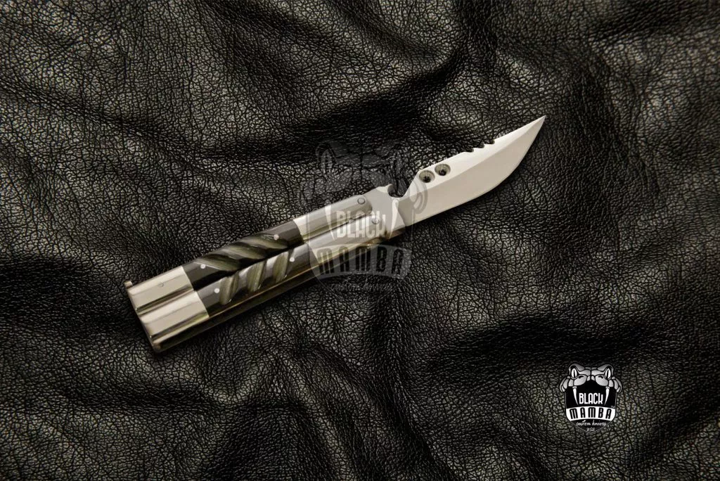 BMK-440 High Carbon Steel Filipino Balisongs butterfly Stainless Steel with RAM Horn Inserts black Mamba knives world class Knives