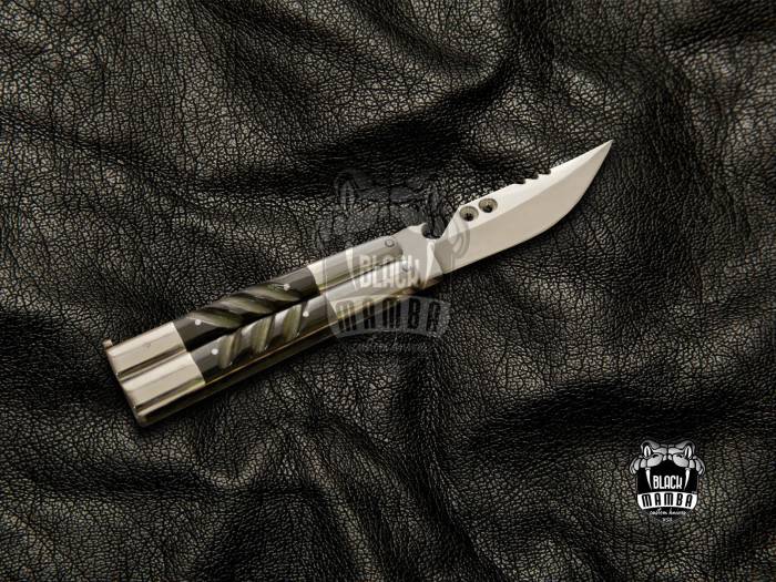 BMK-440 High Carbon Steel Filipino Balisongs butterfly Stainless Steel with RAM Horn Inserts black Mamba knives world class Knives