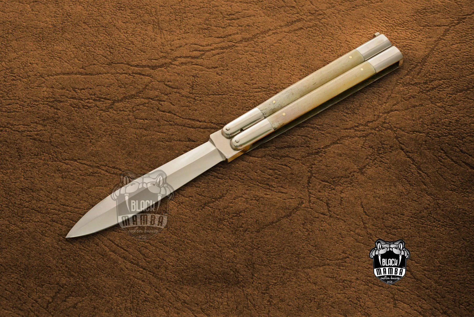 Filipino Balisong Butterfly Knife - Stainless Steel & Dye Bone