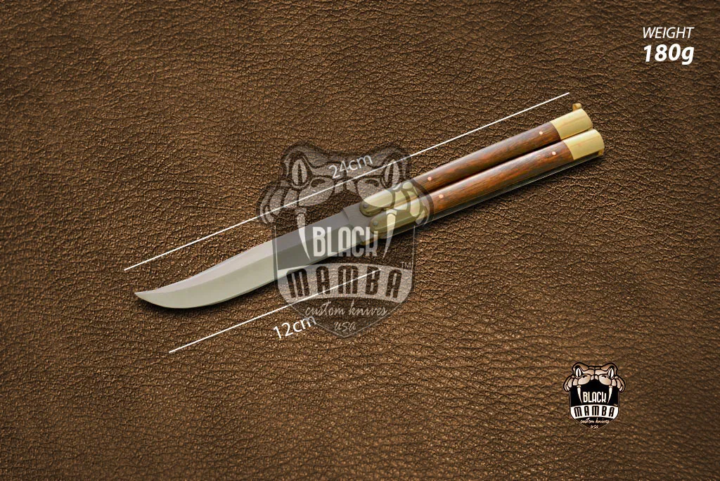 Filipino Balisong Butterfly Knife - Stainless Steel & Rose Wood - view 3