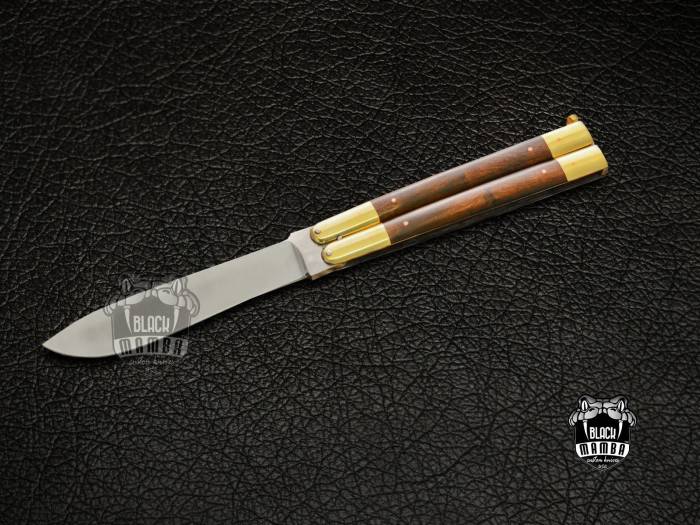 BMK-446 High Carbon Steel Filipino Balisongs butterfly Stainless Steel with walnut brul wood Inserts black Mamba knives world class Knives
