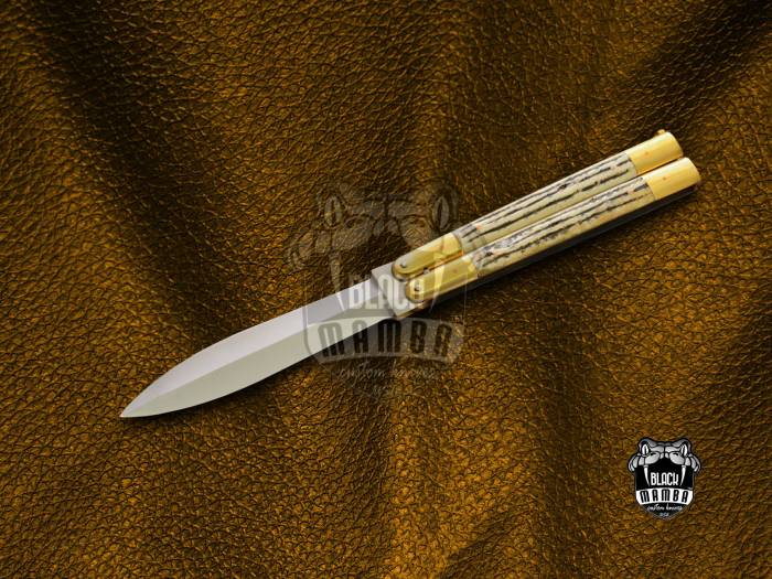 BMK-573 High Carbon Steel Filipino Balisongs butterfly Stainless Steel dye bone Inserts black Mamba knives world class knives