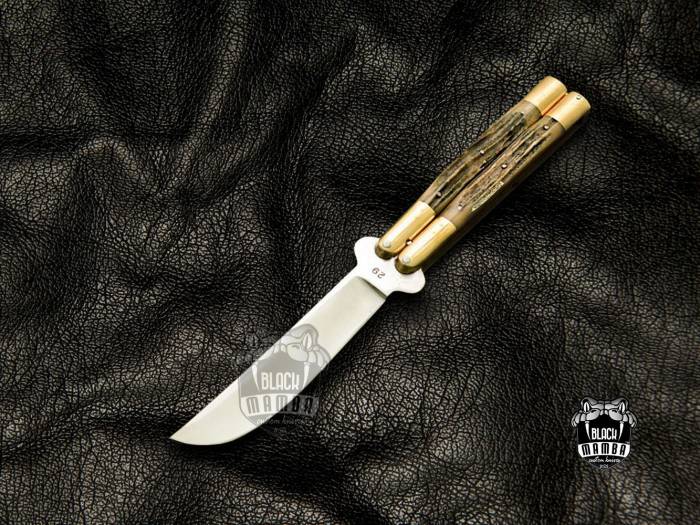 BMK-459 D2 tool steel Filipino Balisongs butterfly Stainless Steel Brass with Philippine Deer Horn Inserts black Mamba knives world class knives