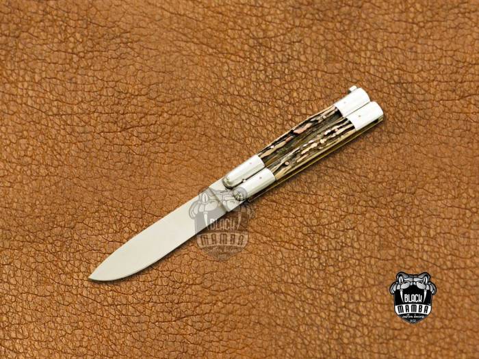 BMK-460 D2 tool steel Filipino Balisongs butterfly Stainless Steel Brass with Deer Horn Inserts black Mamba knives world class knives
