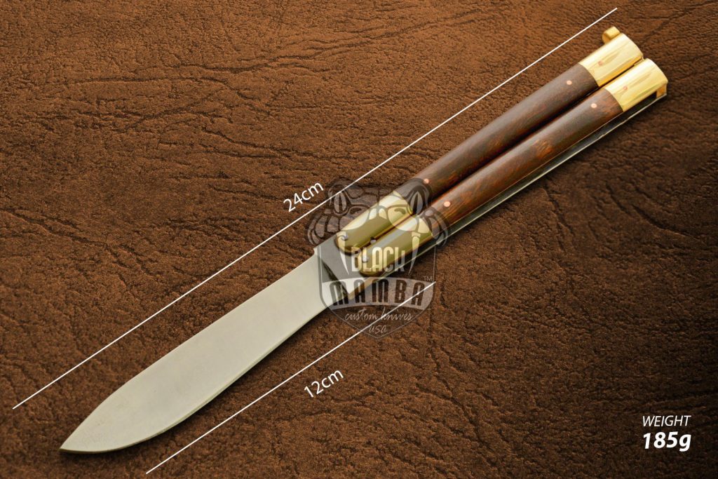 BMK-566 High Carbon Steel Filipino Balisongs butterfly Brass with walnut burl wood insert black Mamba knives world class Knives - Image 2