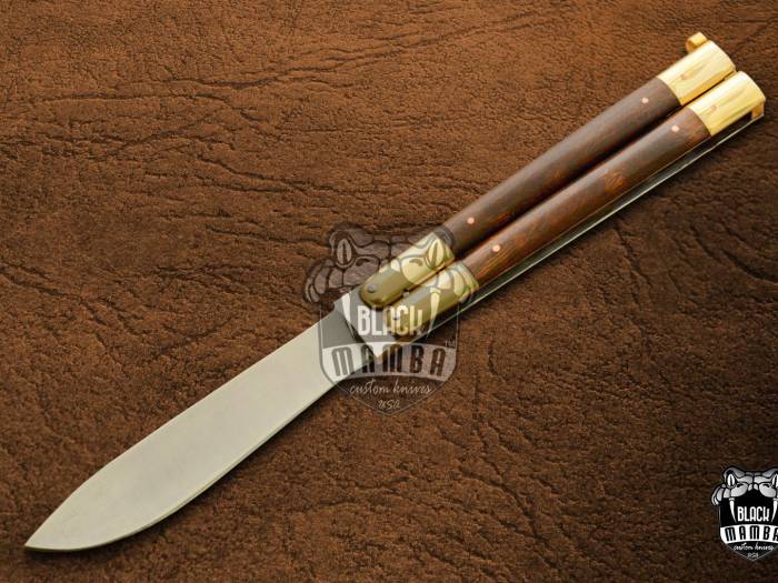 BMK-566 High Carbon Steel Filipino Balisongs butterfly Brass with walnut burl wood insert black Mamba knives world class Knives