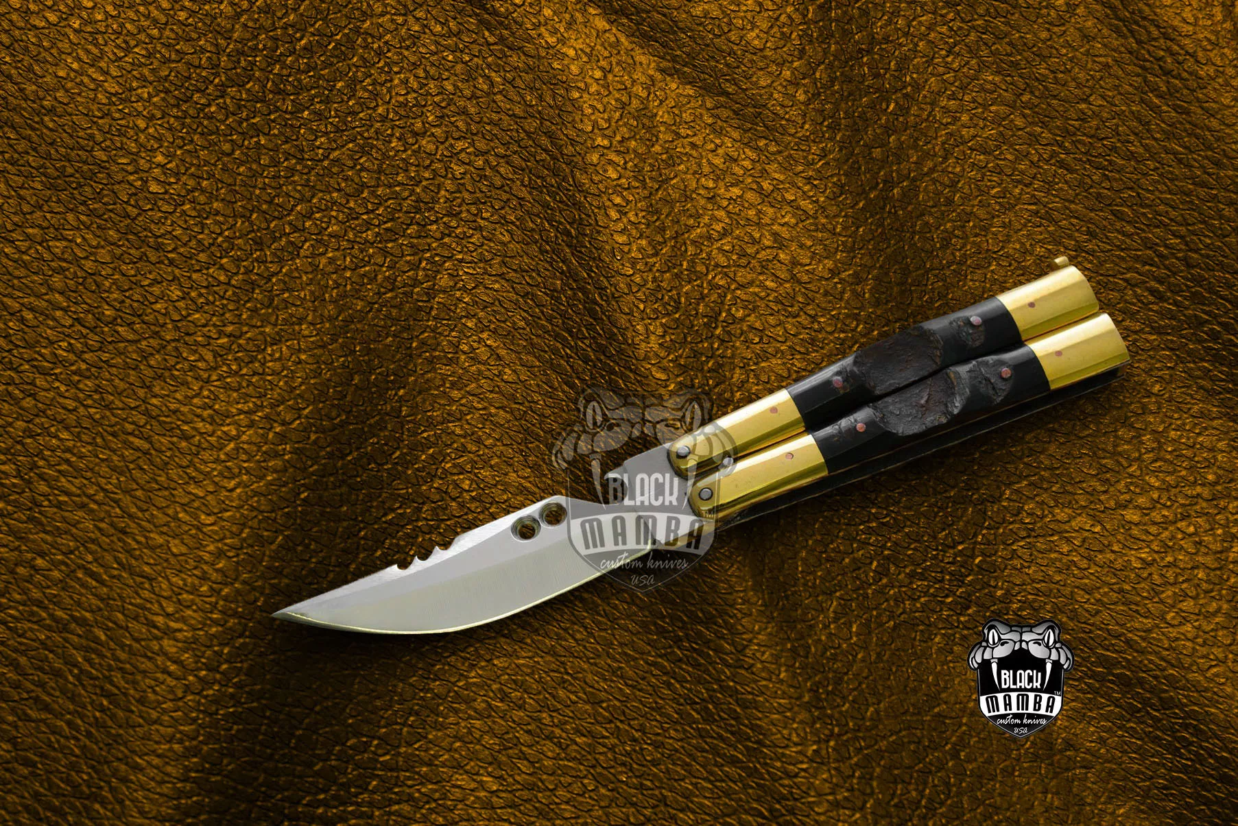 D2 Tool Steel Filipino Balisongs Butterfly Stainless Steel Ram Horn Inserts Black Mamba Knives World Class Knives | BMK-464