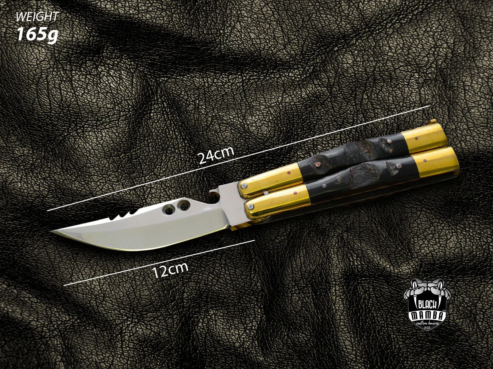 D2 Steel Balisong Butterfly Knife – Buffalo Horn Handle | BMK-465 - view 3