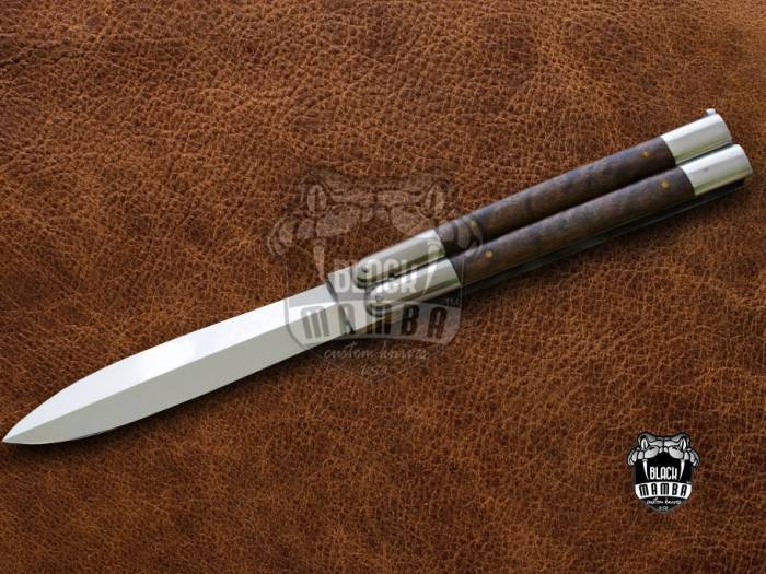 BMK-472  D2 tool steel Filipino Balisongs butterfly Stainless Steel walnut burl wood Inserts black Mamba knives world class knives