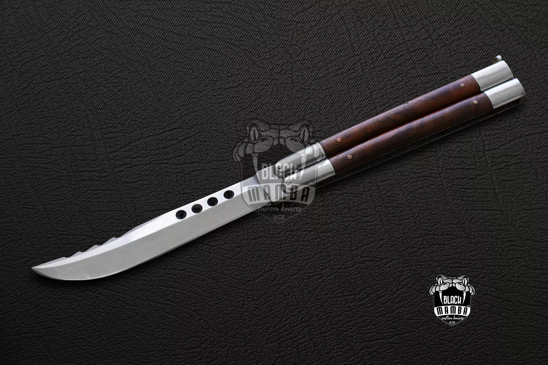 D2 Steel Balisong Butterfly Knife – Rose Wood Handle | BMK-473