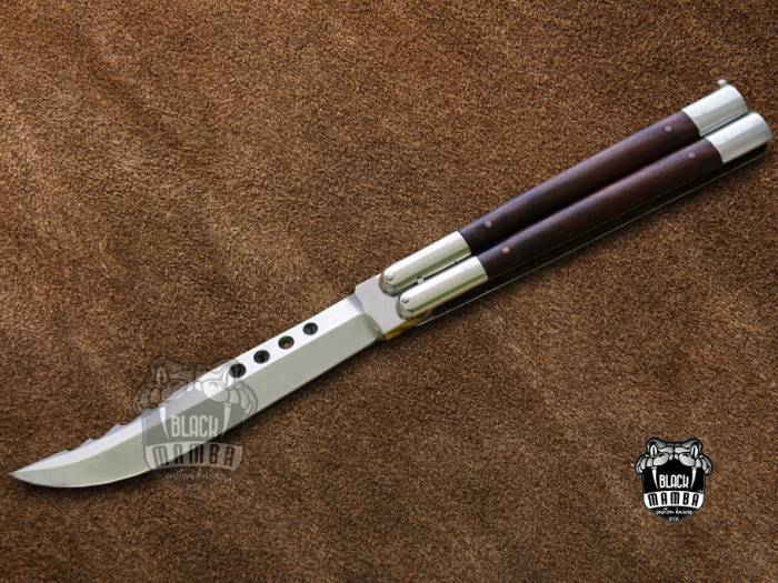 BMK-474 D2 tool steel Filipino Balisongs butterfly Stainless Steel walnut brul wood Inserts black Mamba knives world class knives
