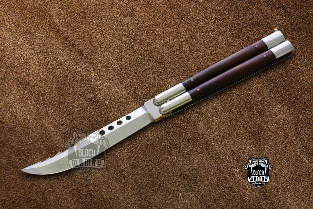 BMK-474 D2 tool steel Filipino Balisongs butterfly Stainless Steel walnut brul wood Inserts black Mamba knives world class knives