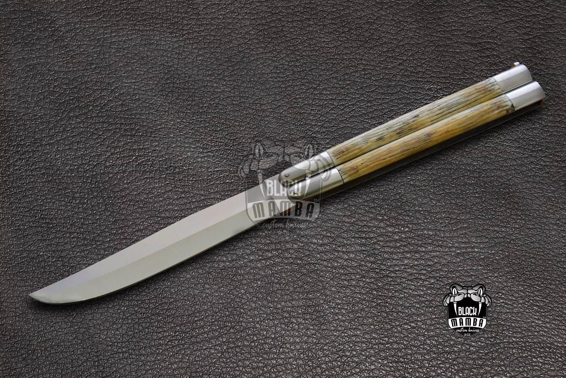 D2 Tool Steel Filipino Balisongs Butterfly Stainless Steel Bone Inserts Black Mamba Knives World Class Knives | BMK-478