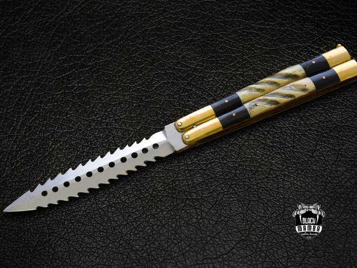 BMK-479 D2 tool steel Filipino Balisongs butterfly Stainless Steel brass with bone with rose wood Inserts black Mamba knives world class knives
