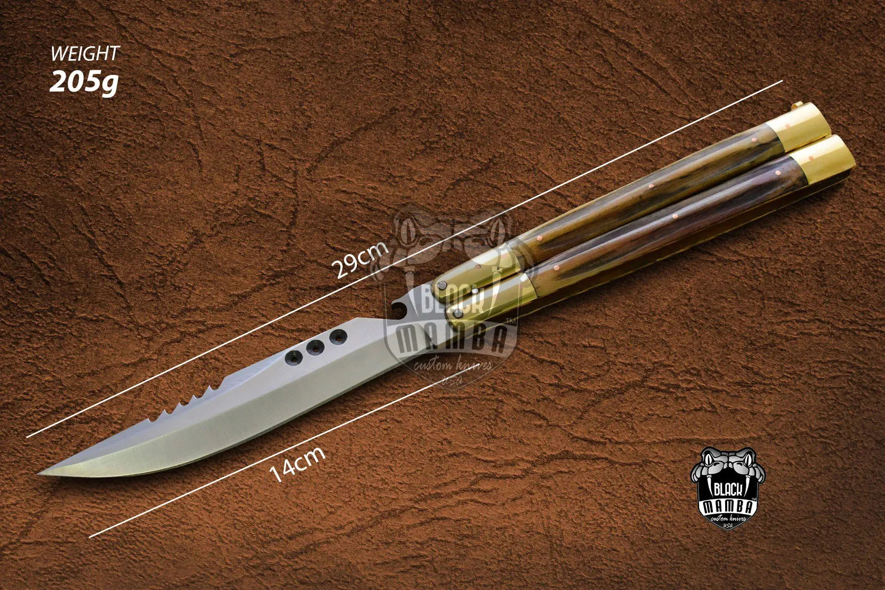 D2 Steel Balisong Butterfly Knife – Bone Handle | BMK-480 - view 5