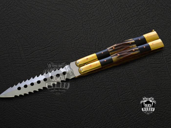 BMK-482 D2 tool steel Filipino Balisongs butterfly Stainless Steel brass with bone with rose wood Inserts black Mamba knives world class knives