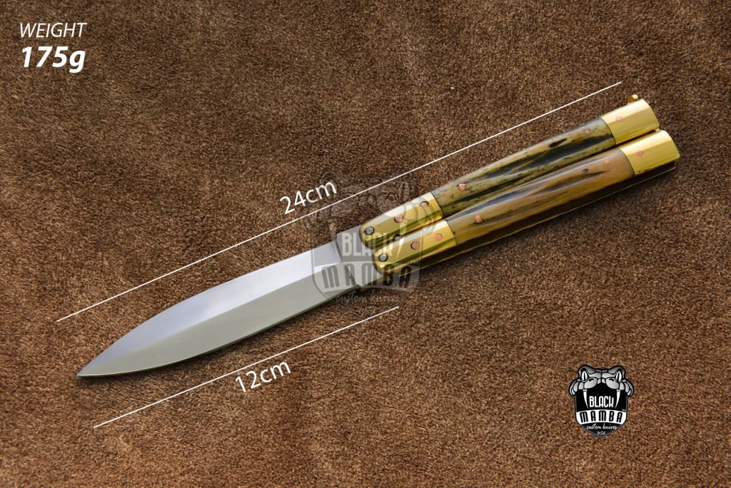 BMK-483 D2 tool steel Filipino Balisongs butterfly Stainless Steel brass with bone Inserts Black Mamba knives world class knives - Image 4