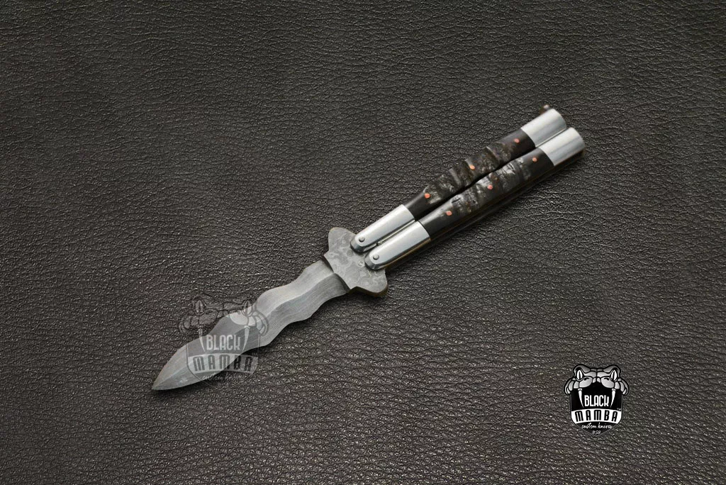 BMK-588 High Carbon Steel Filipino Balisongs butterfly Brass with  Stainless Steel with ram Horn Inserts black Mamba knives world class Knives