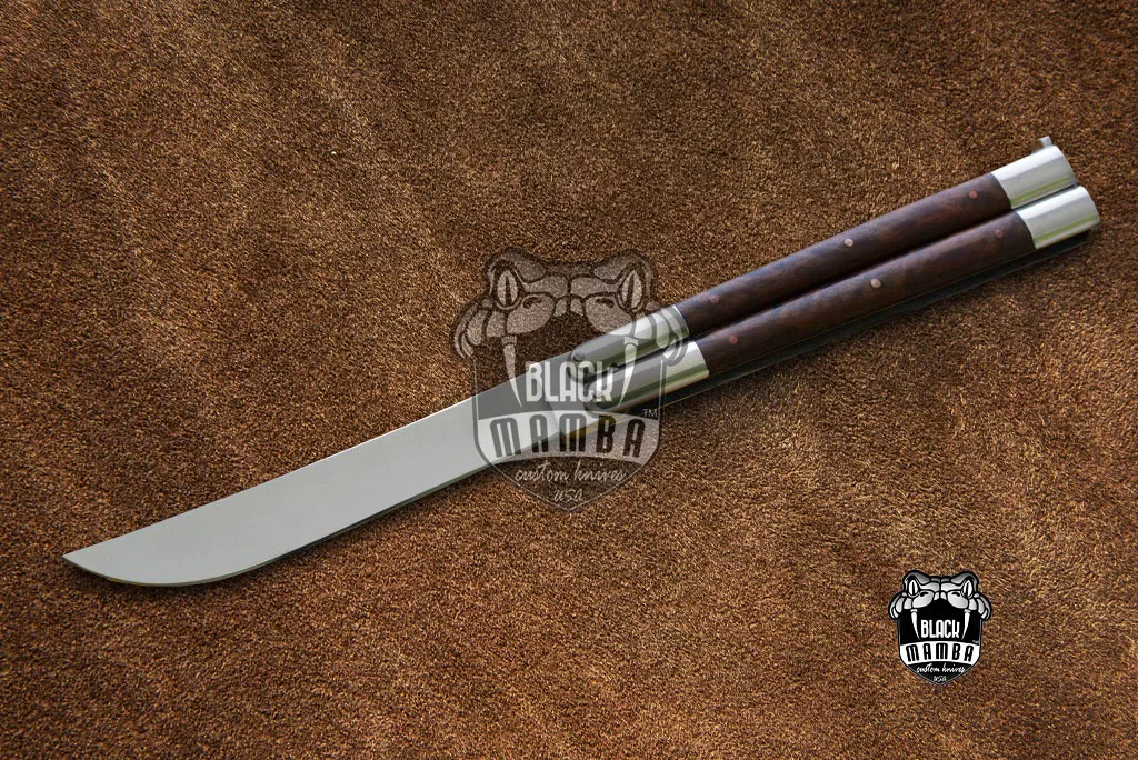 D2 Steel Balisong Butterfly Knife – Walnut Burl Wood Handle | BMK-468