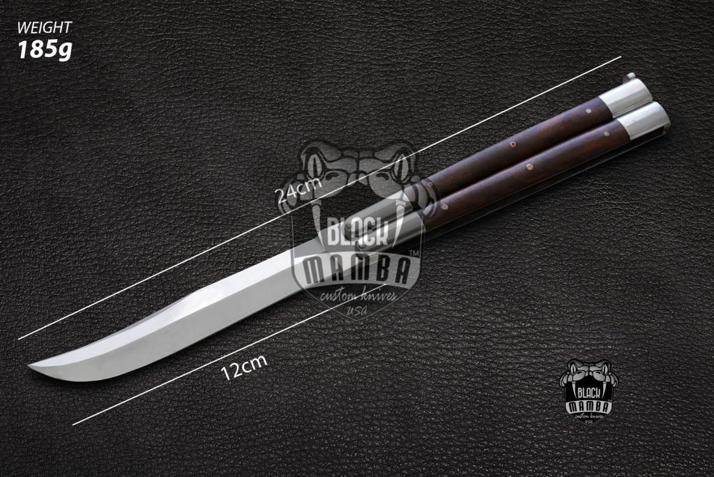BMK-471 D2 tool steel Filipino Balisongs butterfly Stainless Steel high grains rose wood Inserts black Mamba knives world class knives - Image 2