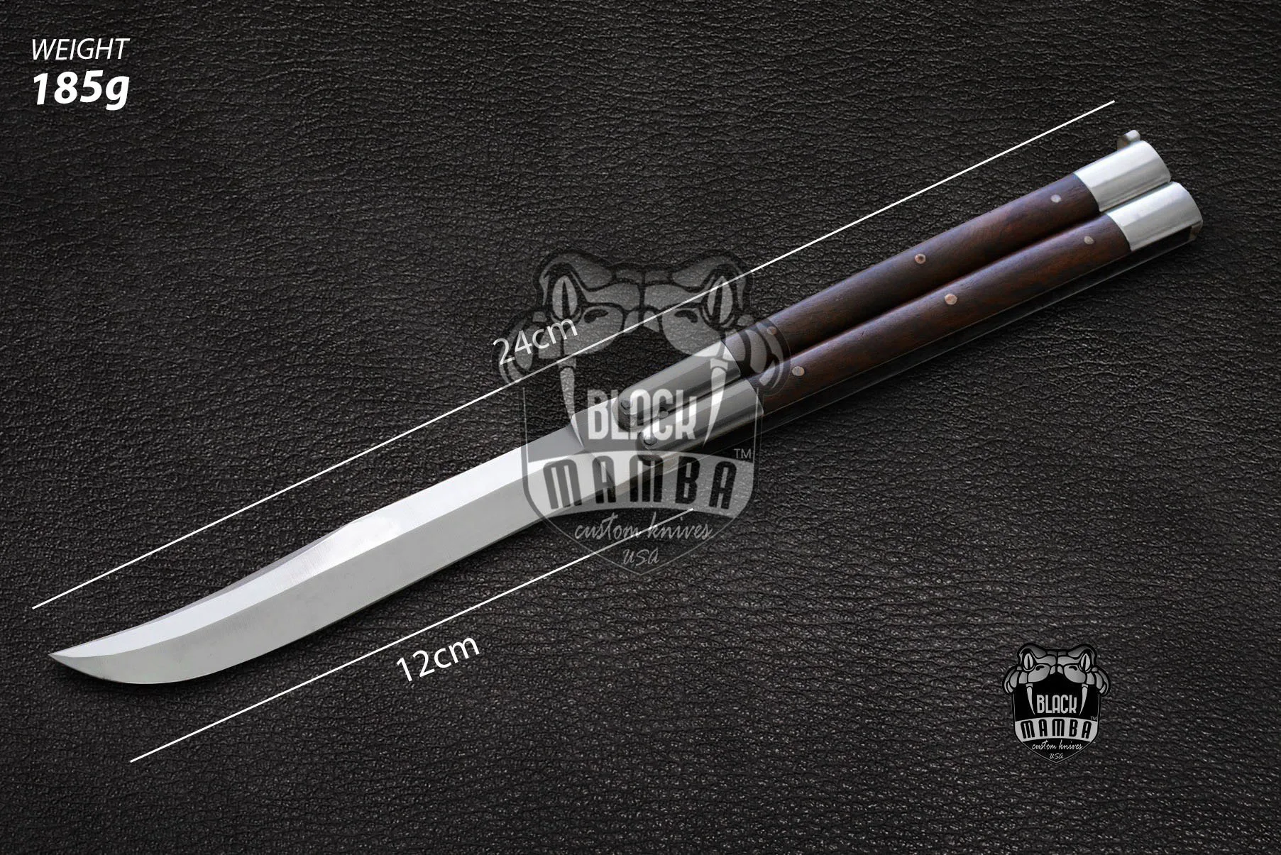 D2 Steel Balisong Butterfly Knife – High Grains Rose Wood Handle | BMK-471 - view 3
