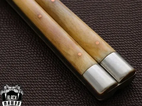 D2 Tool Steel Filipino Balisongs Butterfly Stainless Steel Dye Bone Inserts Black Mamba Knives World Class Knives | BMK-477 - Image 3