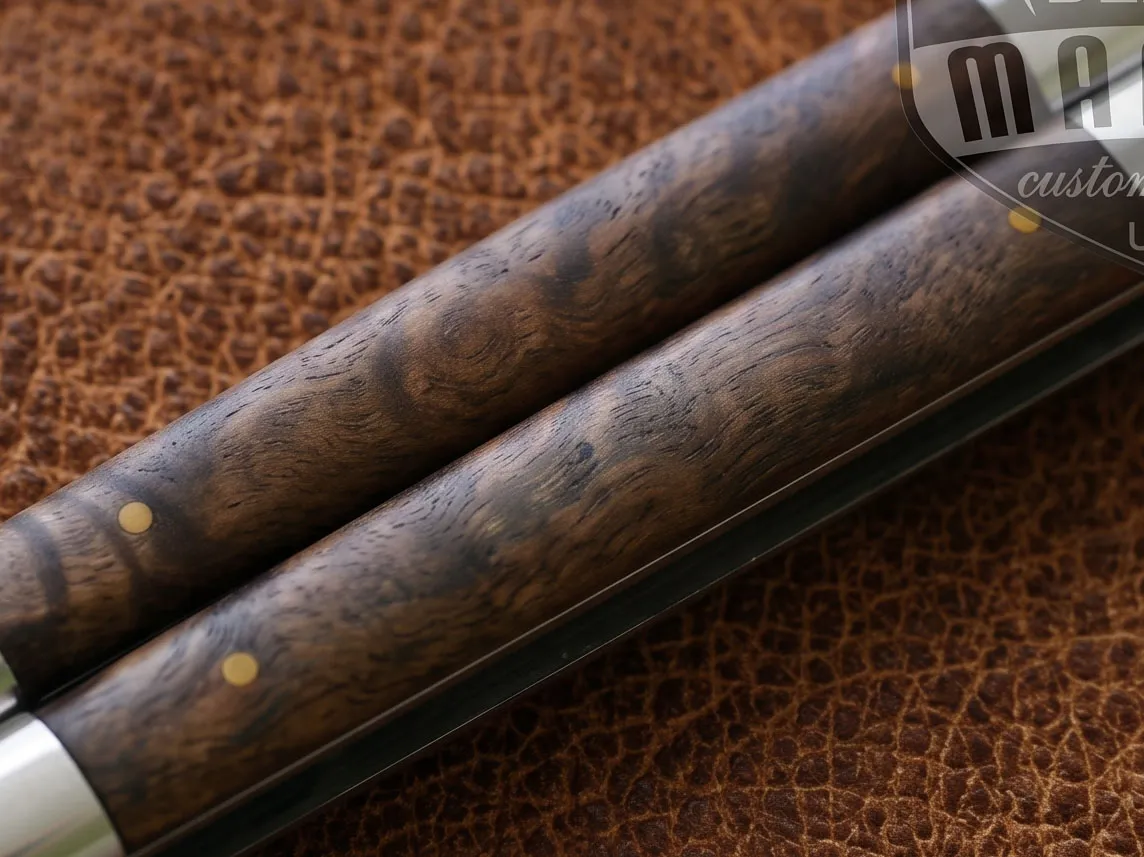 D2 Tool Steel Filipino Balisongs Butterfly Stainless Steel Walnut Burl Wood Inserts Black Mamba Knives World Class Knives | BMK-472 - Image 3