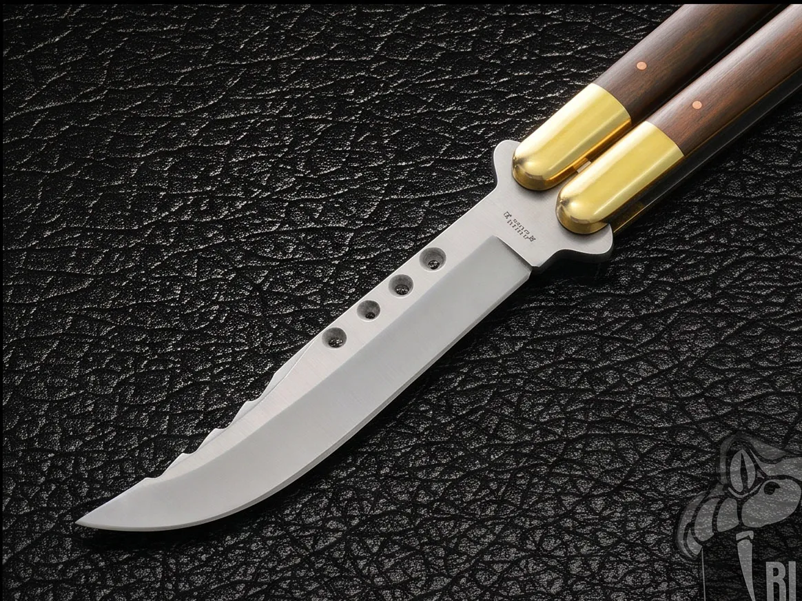 High Carbon Steel Filipino Balisongs Butterfly Stainless Steel High Grains Rose Wood Inserts Black Mamba Knives World Class Knives | BMK-568 - Image 2