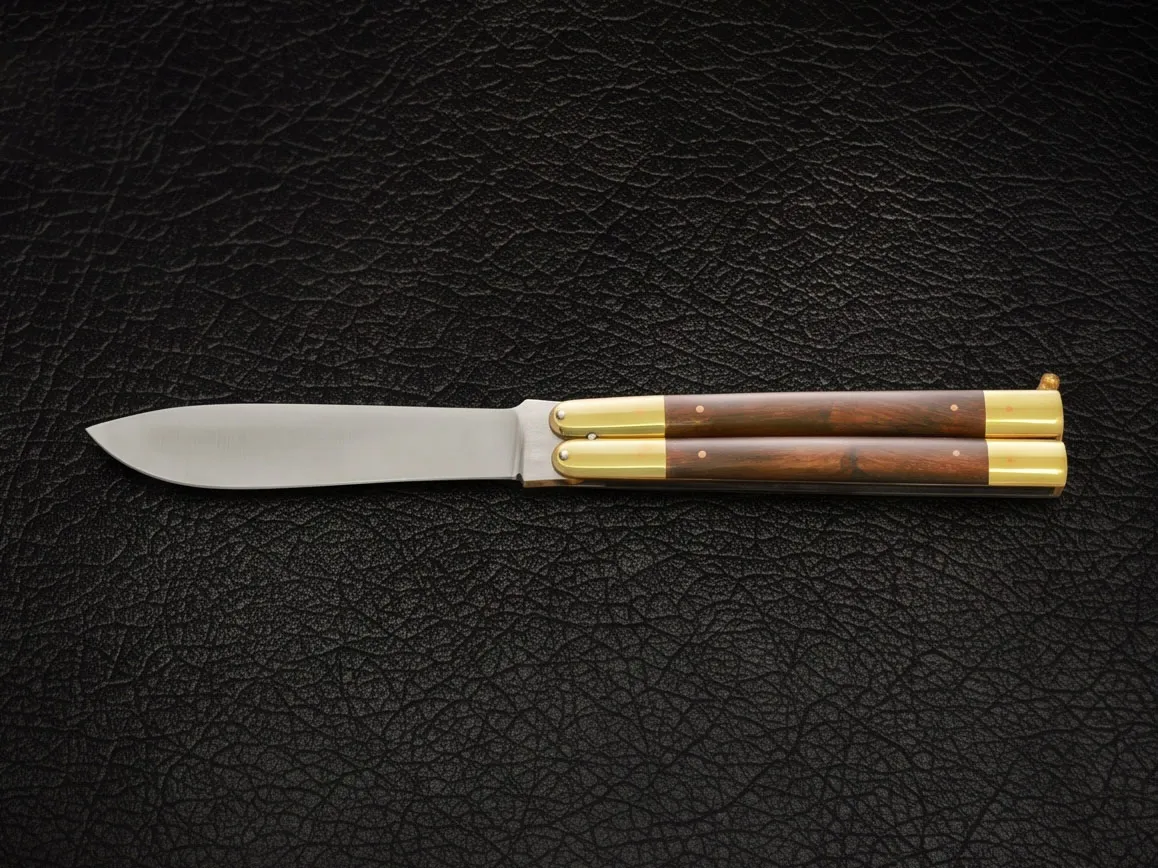 High Carbon Steel Filipino Balisongs Butterfly Stainless Steel with Walnut Burl Wood Inserts Black Mamba Knives World Class Knives | BMK-446 - Image 5