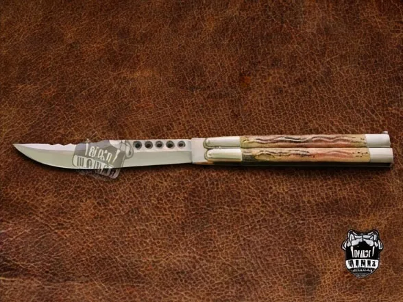 High Carbon Steel Filipino Balisongs Butterfly Stainless Steel Dye Bone Inserts Black Mamba Knives World Class Knives | BMK-576 - Image 6