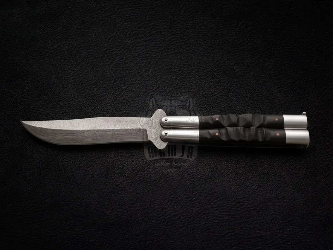 High Carbon Steel Filipino Balisongs Butterfly Stainless Steel with Ram Horn Black Mamba Knives World Class Knives | BMK-578 - Image 5