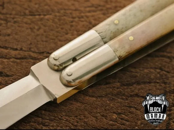 High Carbon Steel Filipino Balisongs Butterfly Stainless Steel with Bone Inserts Black Mamba Knives World Class Knives | BMK-605 - Image 2