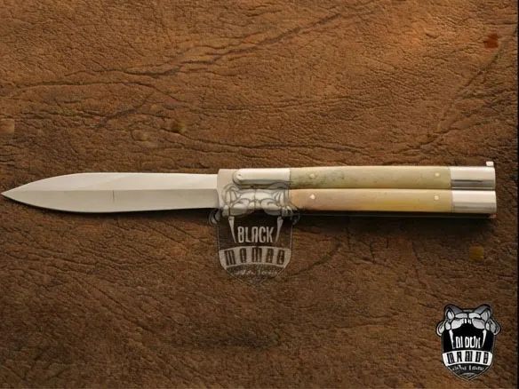 High Carbon Steel Filipino Balisongs Butterfly Stainless Steel with Bone Inserts Black Mamba Knives World Class Knives | BMK-605 - Image 3