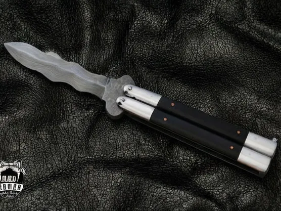 High Carbon Steel Filipino Balisongs Butterfly Brass with Stainless Steel with Ebony Wood Black Mamba Knives World Class Knives | BMK-590 - Image 4