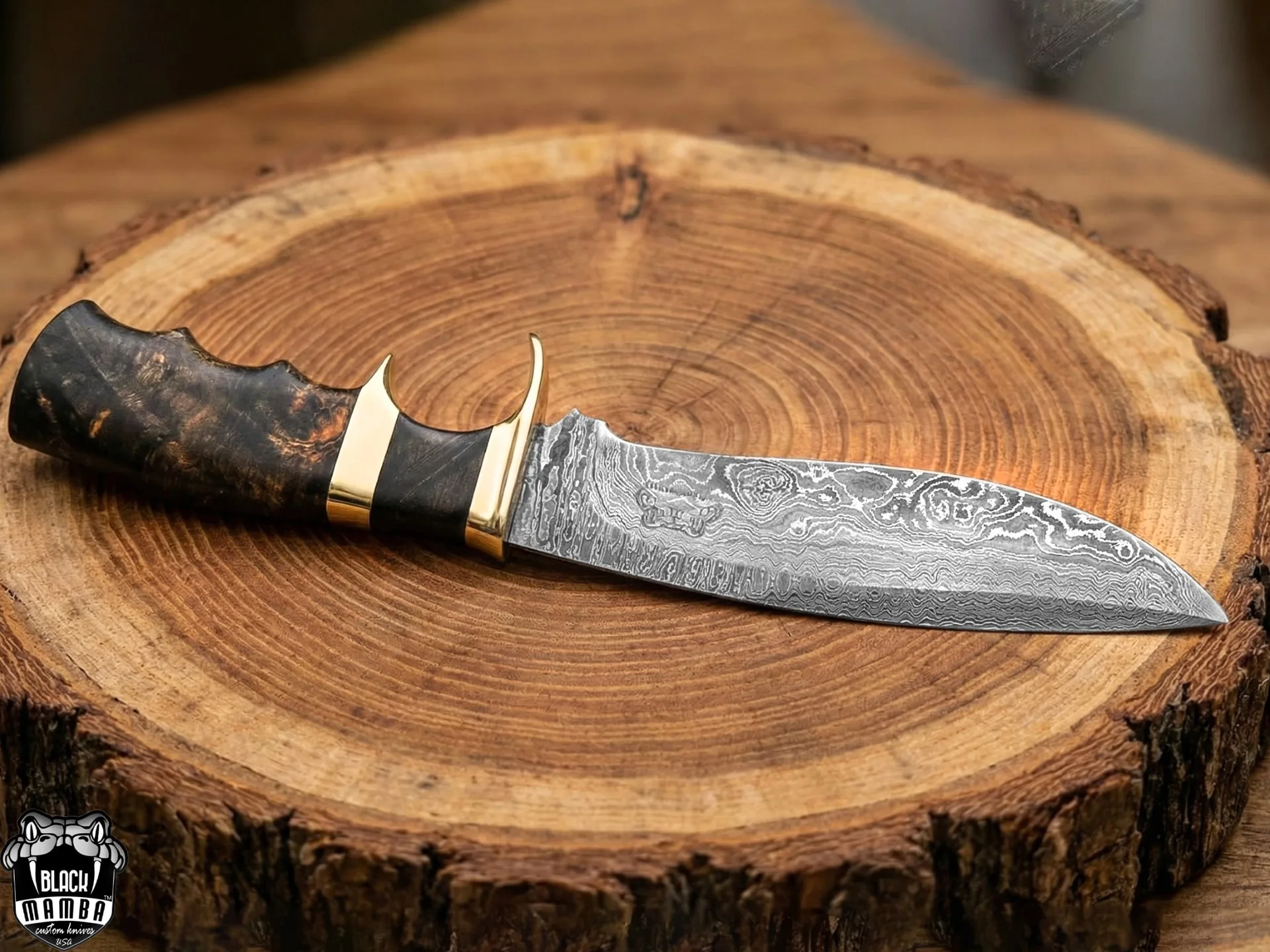 Copperhead Snake - Damascus Bowie Knife, 13″ Overall - view 11