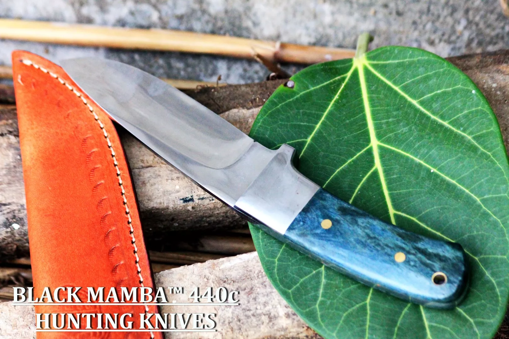 Green Fish Knife 9″ Long 4.5″ Blade 9oz 440c Stainless Steel Fixed Blade Hunting Bowie Skinner Handmade Knife Black Mamba Hand Made World Class Knives USA Made | BMK-144 - view 5