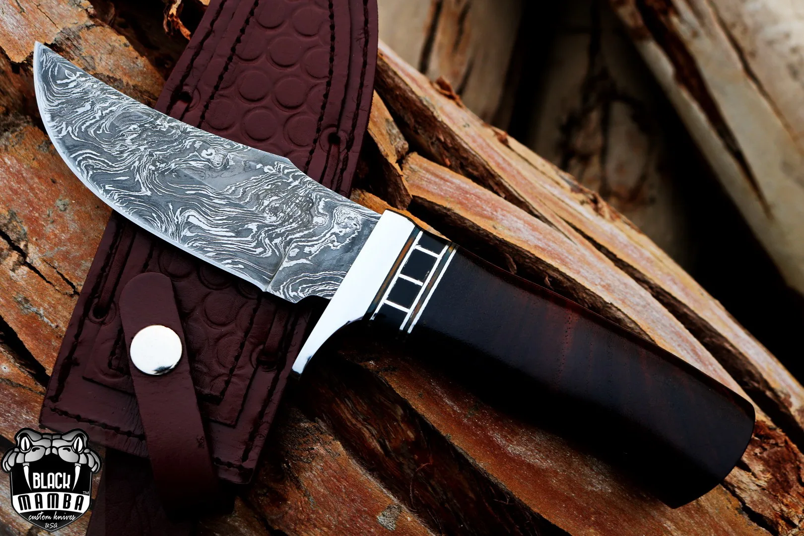 Python Snake - Damascus Bowie Knife, 9.5″ Overall - view 2