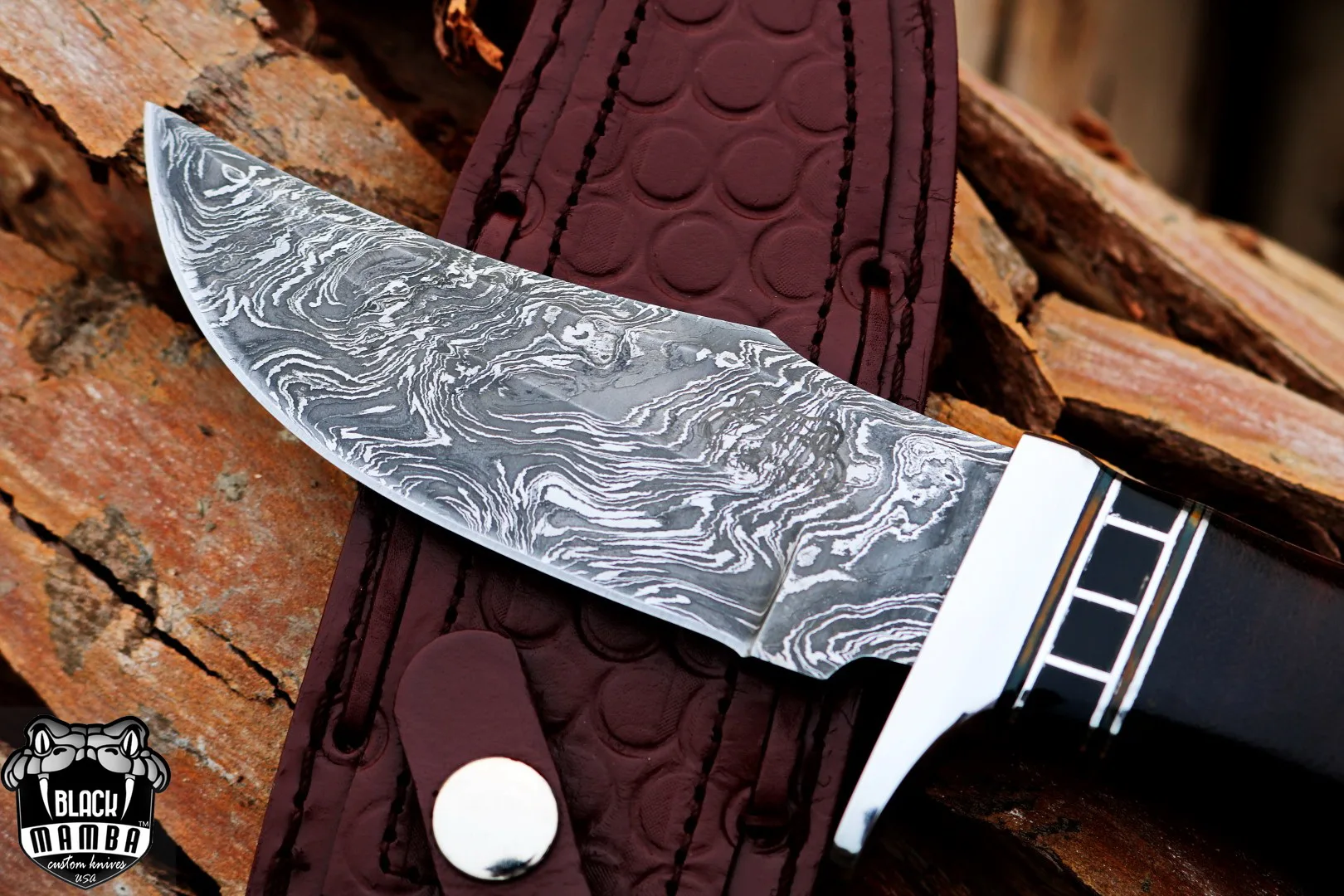 Python Snake - Damascus Bowie Knife, 9.5″ Overall - view 3