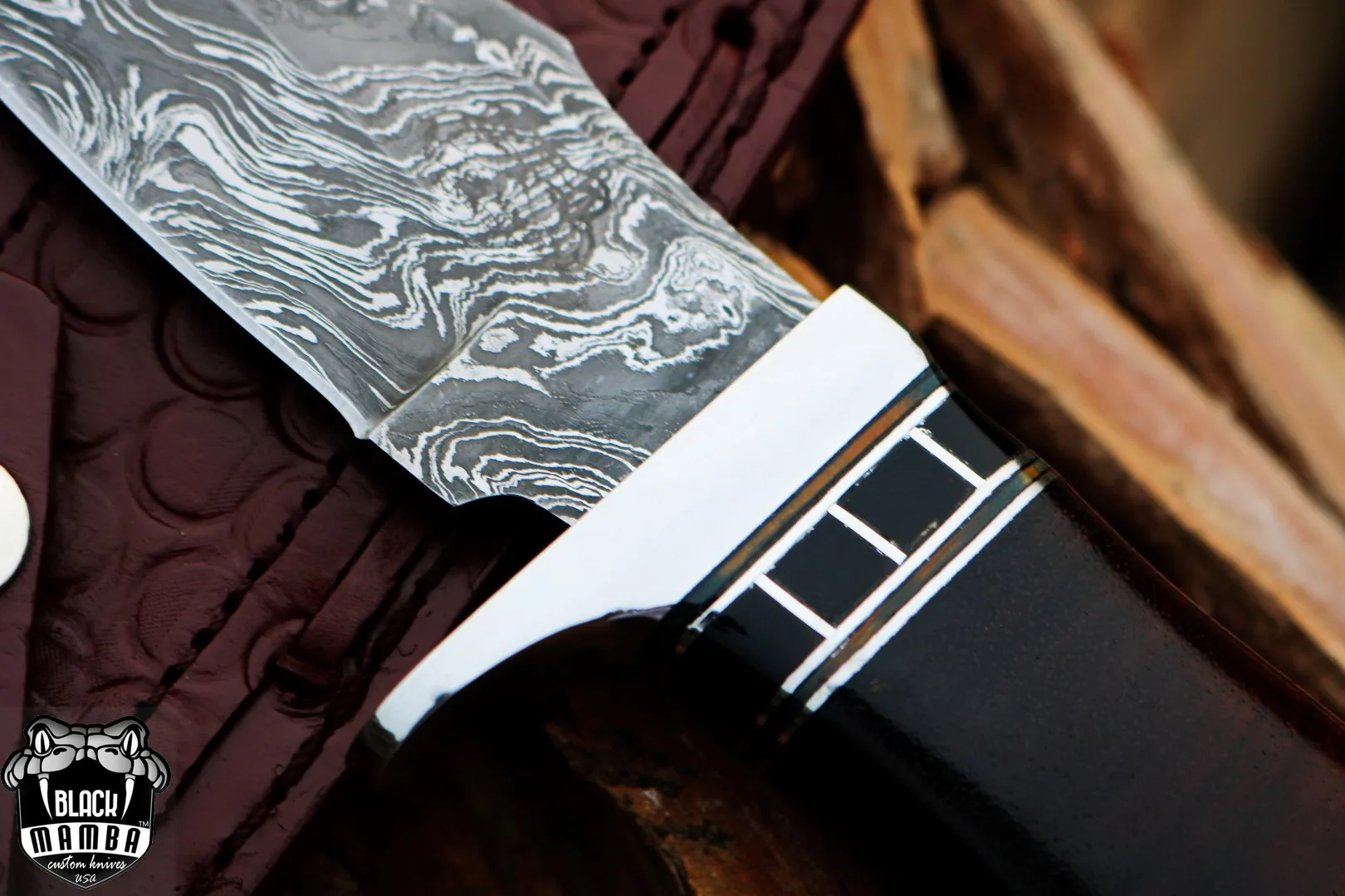Python Snake - Damascus Bowie Knife, 9.5″ Overall - view 4