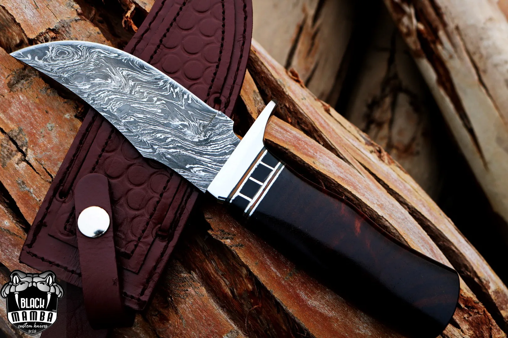 Python Snake - Damascus Bowie Knife, 9.5″ Overall - view 6