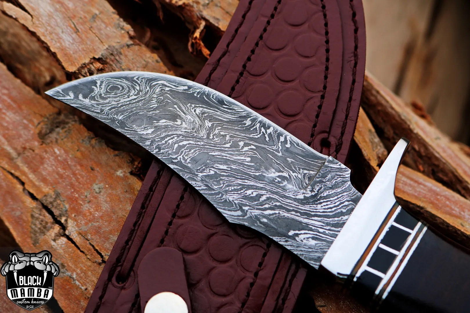 Python Snake - Damascus Bowie Knife, 9.5″ Overall - view 8