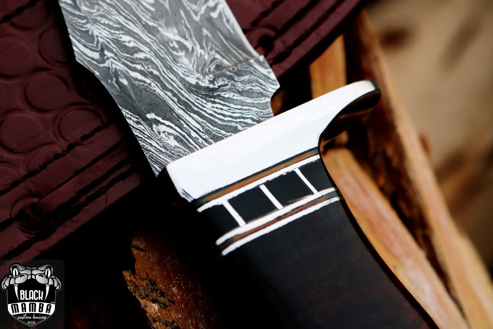 Python Snake - Damascus Bowie Knife, 9.5″ Overall - view 9