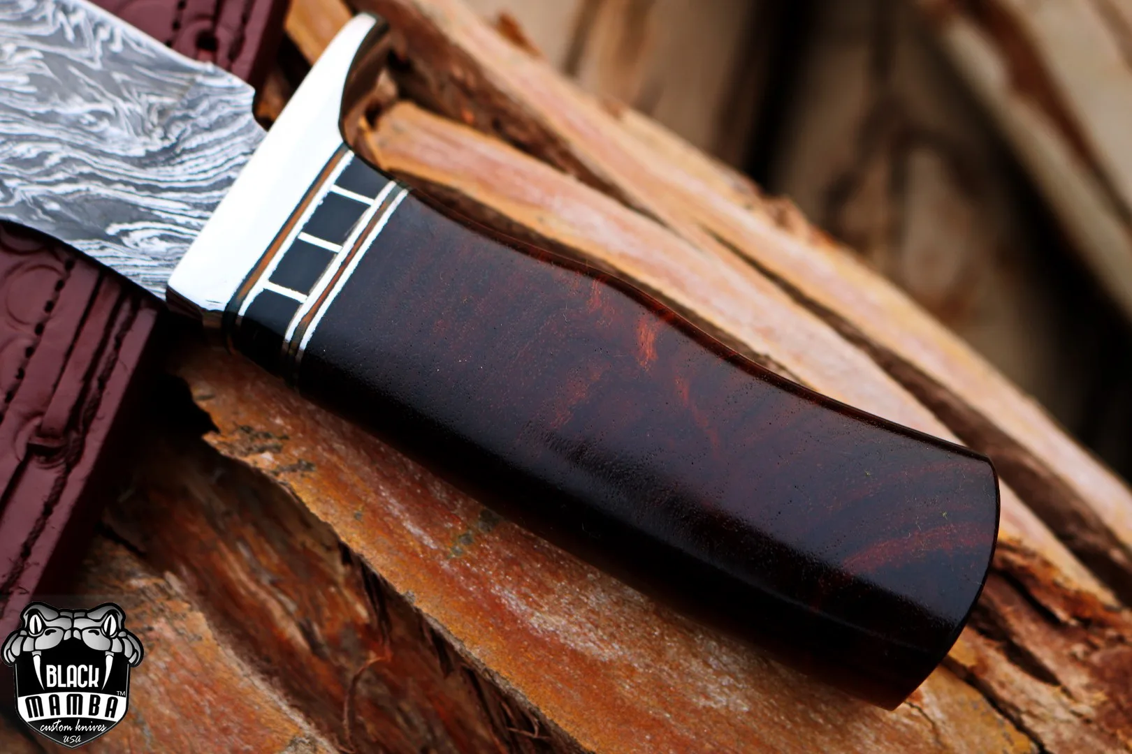 Python Snake - Damascus Bowie Knife, 9.5″ Overall - view 10