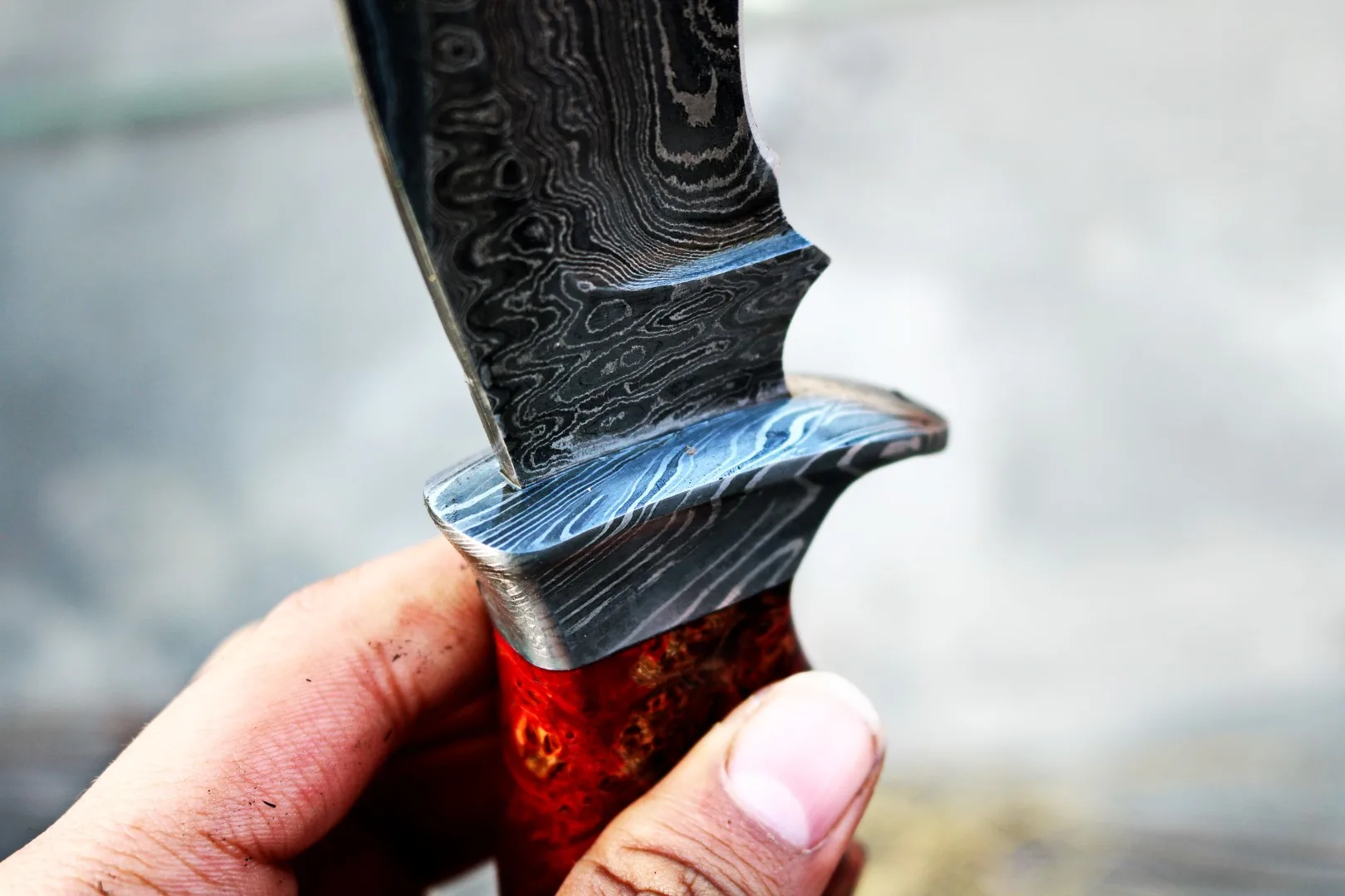 Redback 12″ Long 7″ Blade 12oz Damascus Steel Hunting Bowie Handmade Knife with Stabilized Wood Black Mamba Hand Made World Class Knives LIMITED LUXURY EDITION | BMK-1004-LQ - view 2