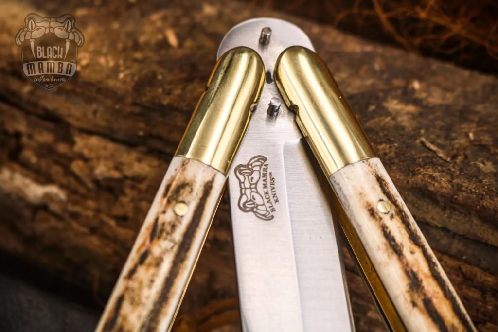 BMK-481 D2 tool steel Filipino Balisongs butterfly Stainless Steel dye bone Inserts black Mamba knives world class knives - Image 8
