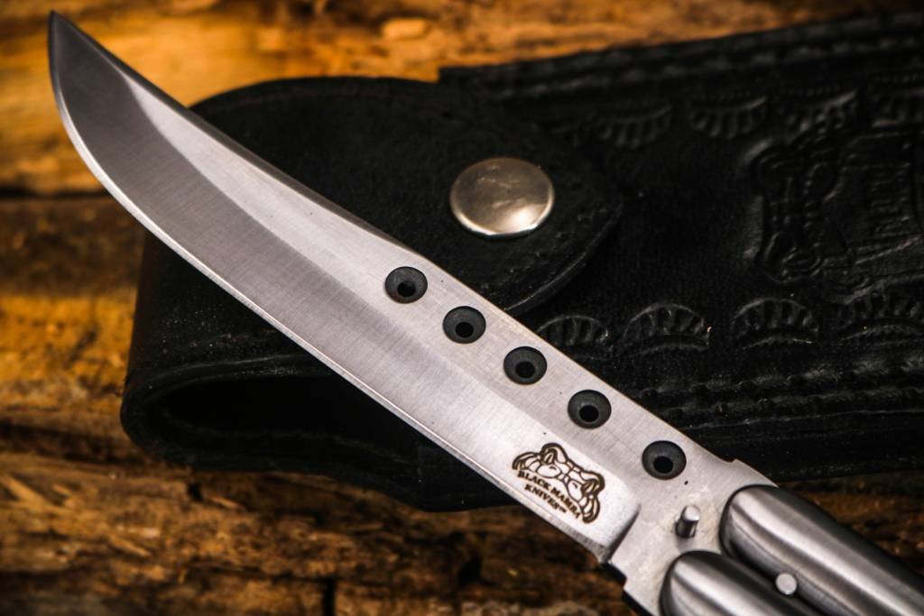 BMK-476  D2 tool steel Filipino Balisongs butterfly Stainless Steel bone Inserts black Mamba knives world class knives - Image 4