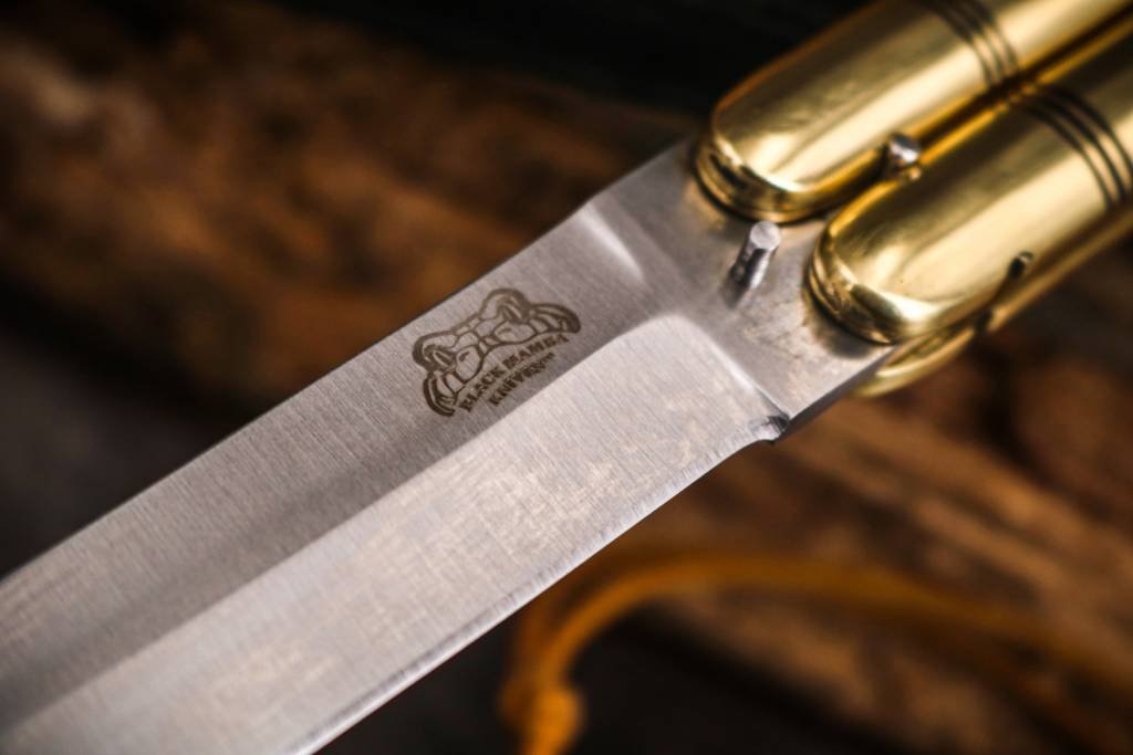 BMK-611 High Carbon Steel Filipino Balisongs butterfly Brass Handle Knife, black Mamba knives world class Knives - Image 3
