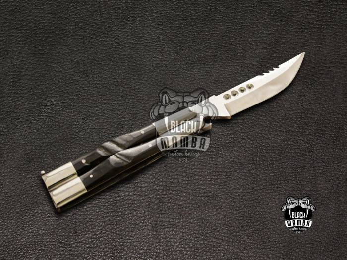 BMK-435 High Carbon Steel Filipino Balisongs butterfly Stainless Steel with ram Horn Inserts black Mamba knives world class Knives