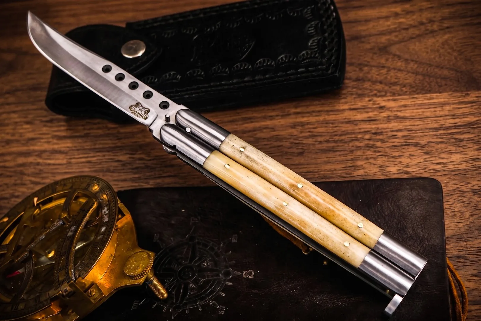 D2 Steel Balisong Butterfly Knife – Bone Handle | BMK-476 - view 6